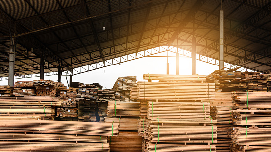 Wood factory stock and lumber board with nature business export