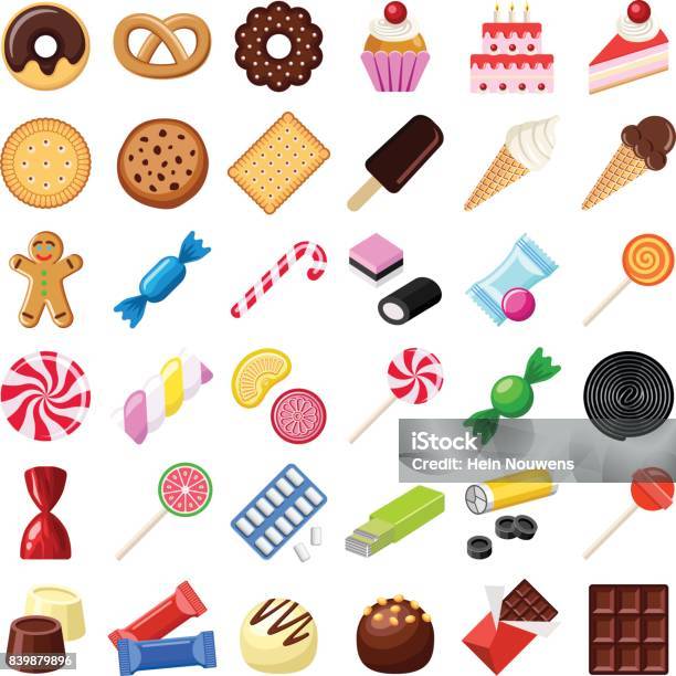 Cookie And Candy Stock Illustration - Download Image Now - Candy, Sweet Food, Chocolate