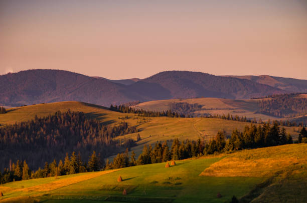 istock Background with Ukrainian Carpathian Mountains during the sunset in the Pylypets 839892866