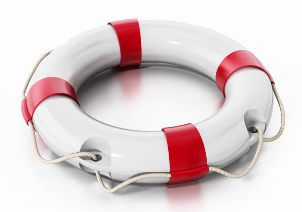 istock Life buoy isolated on white. Soft reflection on the surface 839894672