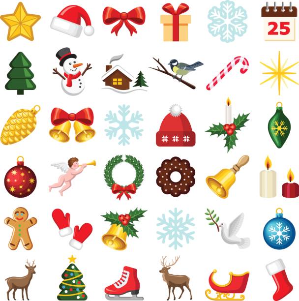 クリスマスと冬のアイコン - christmas candle wreath backgrounds点のイラスト素材／クリップアート素材／マンガ素材／アイコン素材