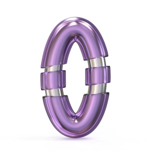 istock Purple gem with metal core font NUMBER 0 ZERO 3D 839904484
