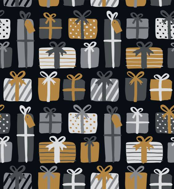 рождественские подарочные коробки бесшовные шаблон - wrapping paper christmas paper christmas christmas present stock illustrations