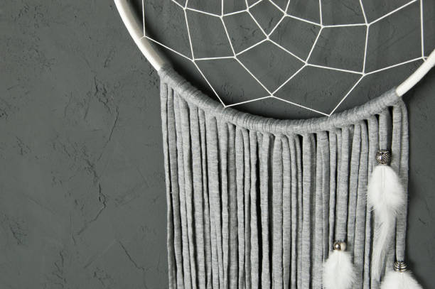 istock Gray white dream catcher on dark gray 839907756