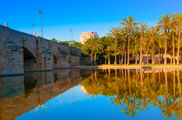 istock Antique stone bridge in Valencia, Spain 839911260