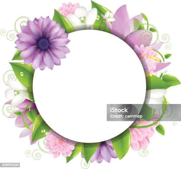 Summer Illustration With Flowers Stock Illustration - Download Image Now - Abstract, Art, Blank