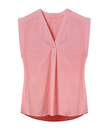 Rosa pálido blusa de la oficina sin mangas de mujer elegante rosa verano aislado en blanco photo