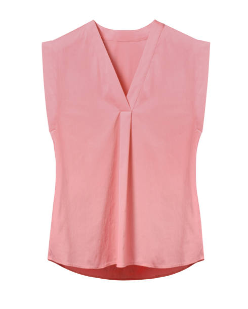 rosa pálido blusa de la oficina sin mangas de mujer elegante rosa verano aislado en blanco - blouse fotografías e imágenes de stock