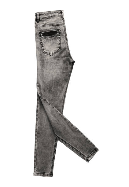 istock Black denim jean folded walking pack shot isolated on white 839913698