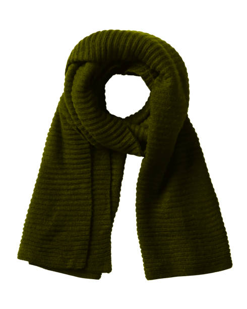 istock Warm khaki woven winter scarf isolated on white 839913752