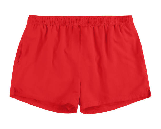 istock Men red swim sport beach shorts trunks isolated on white 839913840