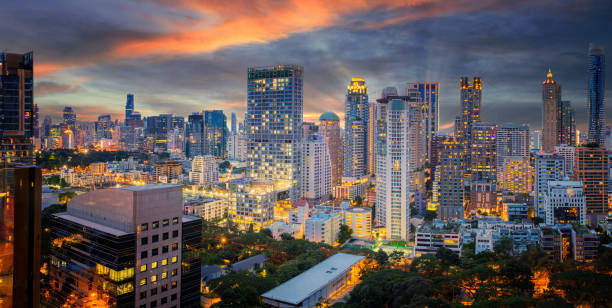 istock Bangkok city sunset and light in night time 839913888