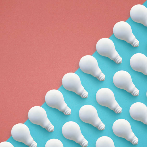 istock Set of white lightbulb on color background.ideas creativity concept 839935322