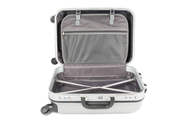 istock Opened travel suitcase on white background 839938028