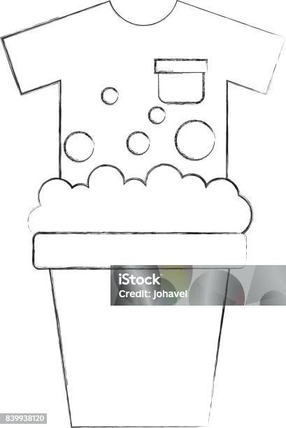 Laundry Bucket With Shirt Stock Illustration - Download Image Now - Arts Culture and Entertainment, Bathroom, Bowl