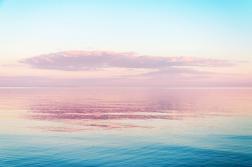 pink color sunset over sea