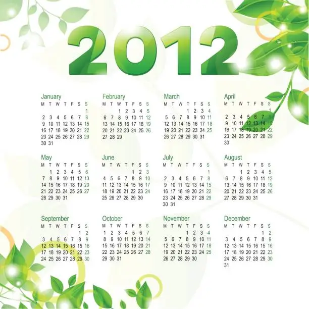 Vector illustration of Green Calendar 2012