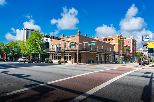Downtown Tallahassee Florida at the intersection of College Ave. and Monroe Street.