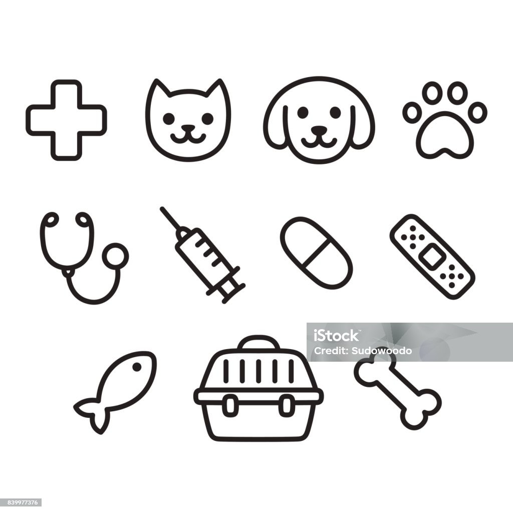 애완 동물 수 의사 아이콘 세트 - 로열티 프리 개 벡터 아트