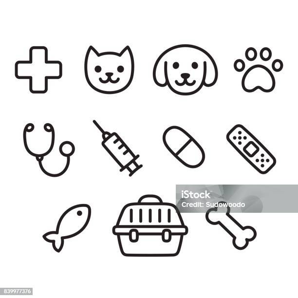 Pet Vet Icon Set Stock Illustration - Download Image Now - Dog, Veterinarian, Domestic Cat