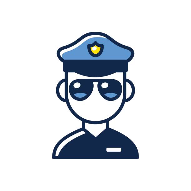 ilustrações de stock, clip art, desenhos animados e ícones de police officer icon - police badge badge police white background