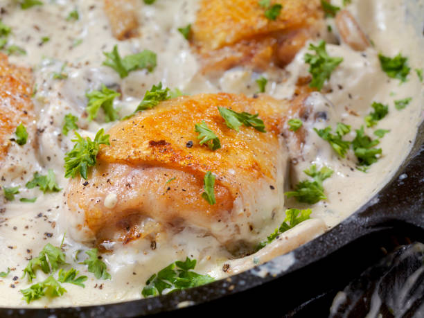 istock Pan Fried Chicken in Mushroom Cream Sauce 839982776