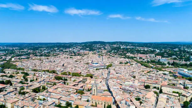An aerial view on Aix en Provence city center in Bouches du Rhone