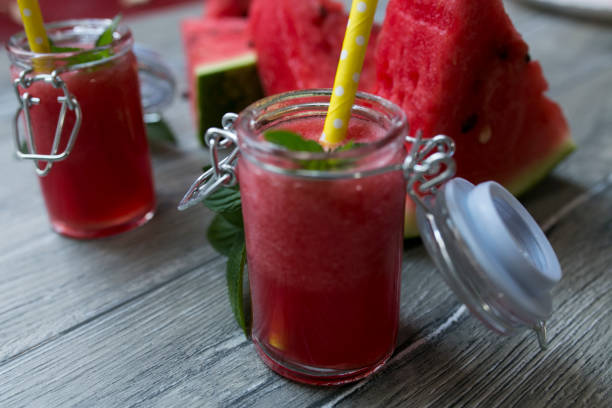 istock Fresh watermelon juice for health,Top view. 839989352