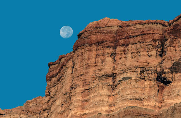 Red Rock Canyon with Moon out during the day