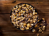 Chocolate Caramel Popcorn with Peanuts