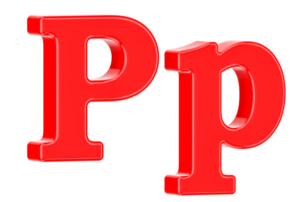 English red letter P, 3D rendering isolated on white background