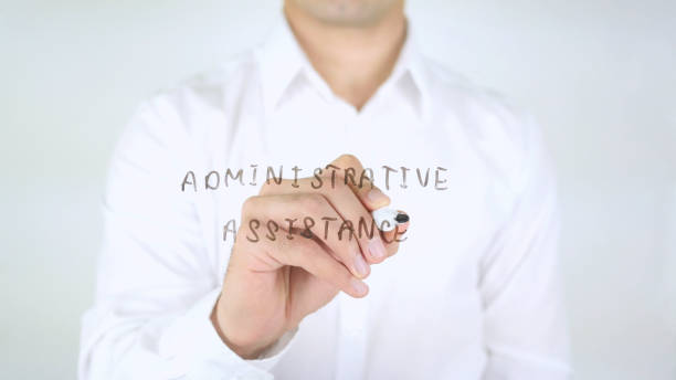 istock Administrative Assistance, Man Writing on Glass, Handwritten 839995740