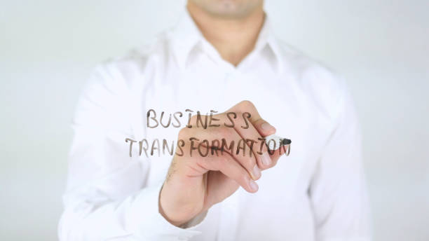 istock Business Transformation, Man Writing on Glass, Handwritten 839995834