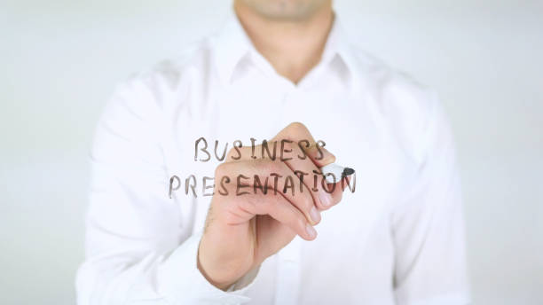 Business Presentation, Man Writing on Glass, Handwritten