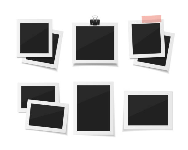 istock Set Vector photos sticked down with paper tape or paperclip. . 839996712
