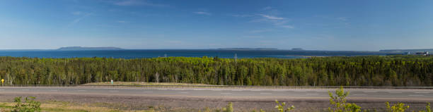 lake superior thunder bay panoramic - thunder bay canada ontario provincial park imagens e fotografias de stock