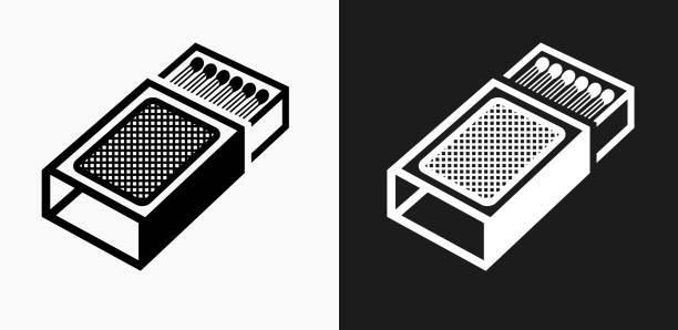 illustrations, cliparts, dessins animés et icônes de icône de matches sur noir et blanc vector backgrounds - box white stack white background