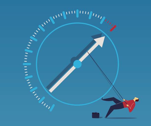 бизнесмен вытащил шкалу до максимума - instrument of measurement quality control measuring comparison stock illustrations