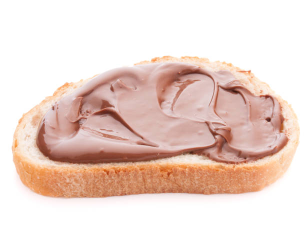 istock Bread with chocolate cream isolated on white background cutout 840025008