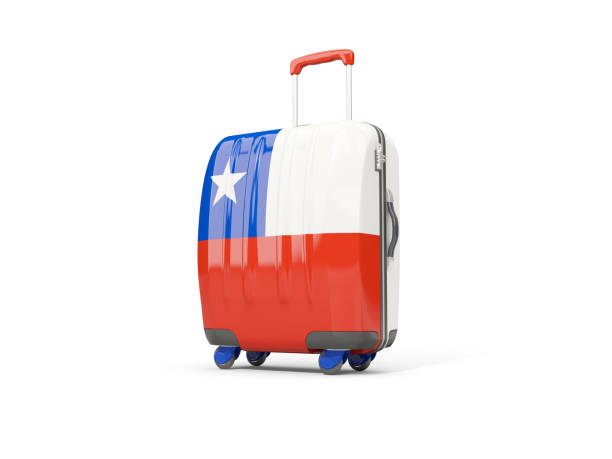 istock Luggage with flag of chile. Suitcase isolated on white 840031704