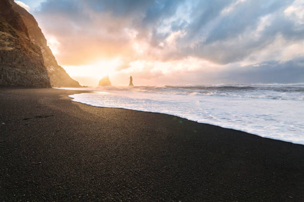 istock Reynisfjara or better known as Black Sand beach view during sunrise 840044128