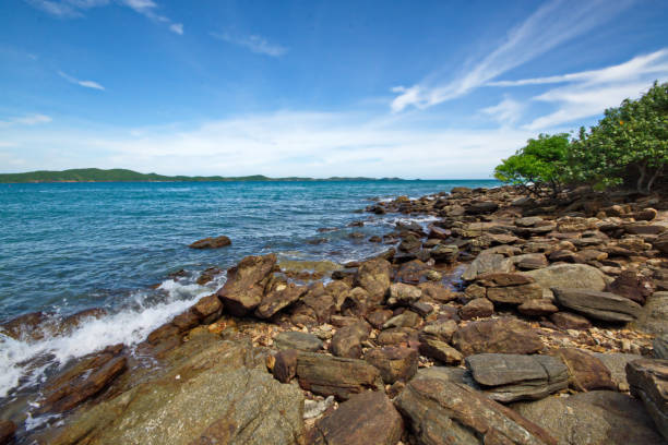 istock Amazing sea with blue summer wave and rocks. Summer sea background. 840056940
