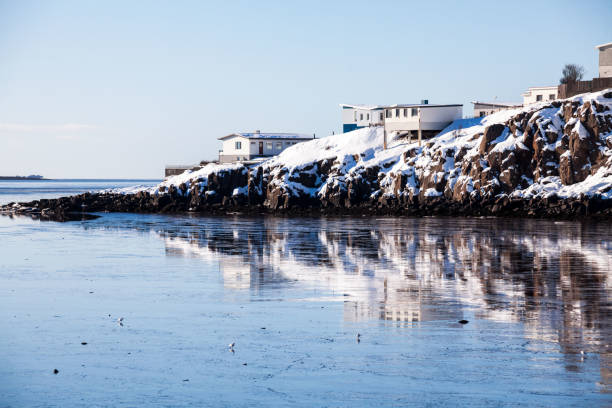 istock Borgarnes view during winter which is a town located on a peninsula at the shore of Borgarfjordur, Iceland 840057054