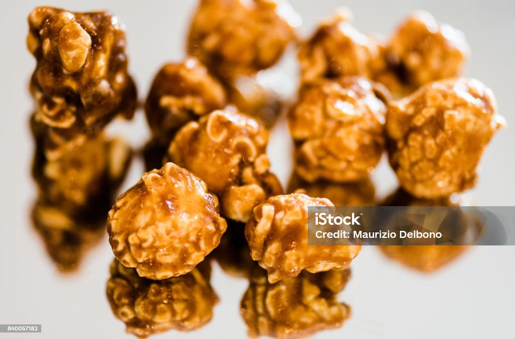 Relax time This picture shows caramel popcorn Cake Stock Photo