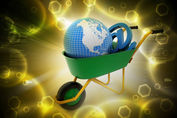 istock Wheelbarrow carrying earth and email sign 840059934