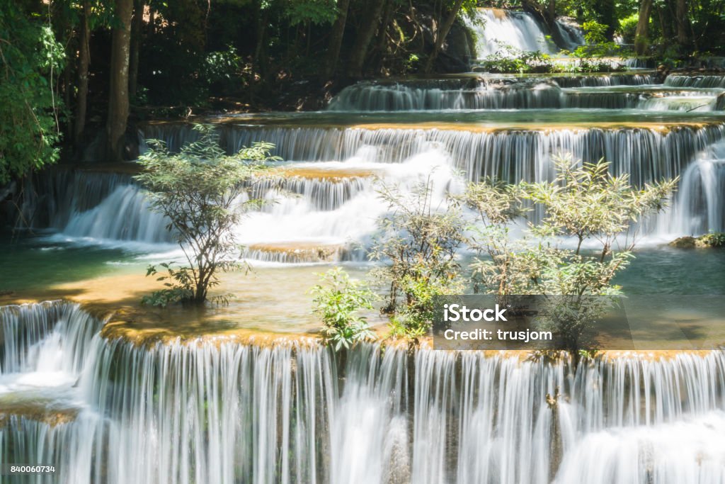 Huay mae kamin waterfall in khuean srinagarindra national park at kanchanaburi thailand Backgrounds Stock Photo