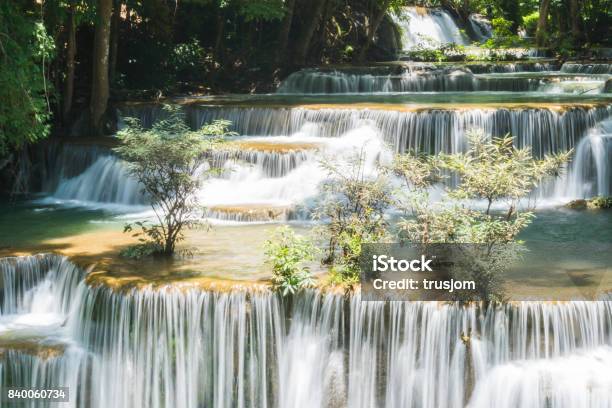 Huay Mae Kamin Waterfall In Khuean Srinagarindra National Park At Kanchanaburi Thailand Stock Photo - Download Image Now