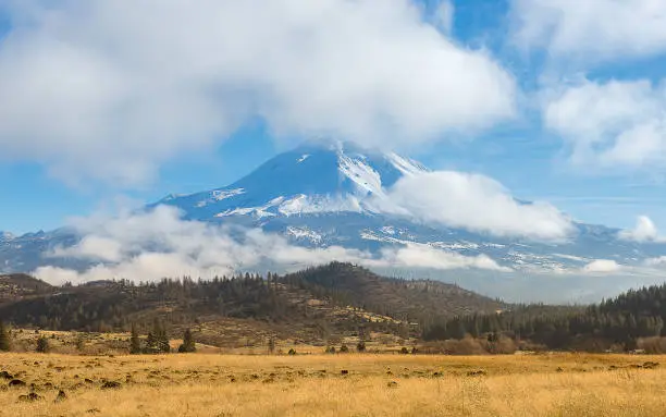 Mt.Shasta in the morning with cloudy, California