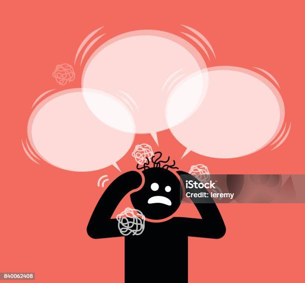 Man Scratching His Head And Hair Stock Illustration - Download Image Now - Anxiety, Terrified, Chaos