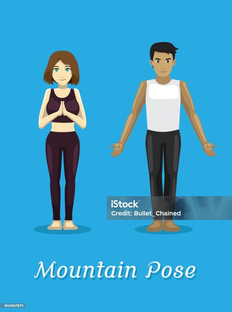 Manga Style Cartoon Yoga Mountain Pose Stock Illustration - Download Image  Now - Active Lifestyle, Adult, Athlete - iStock